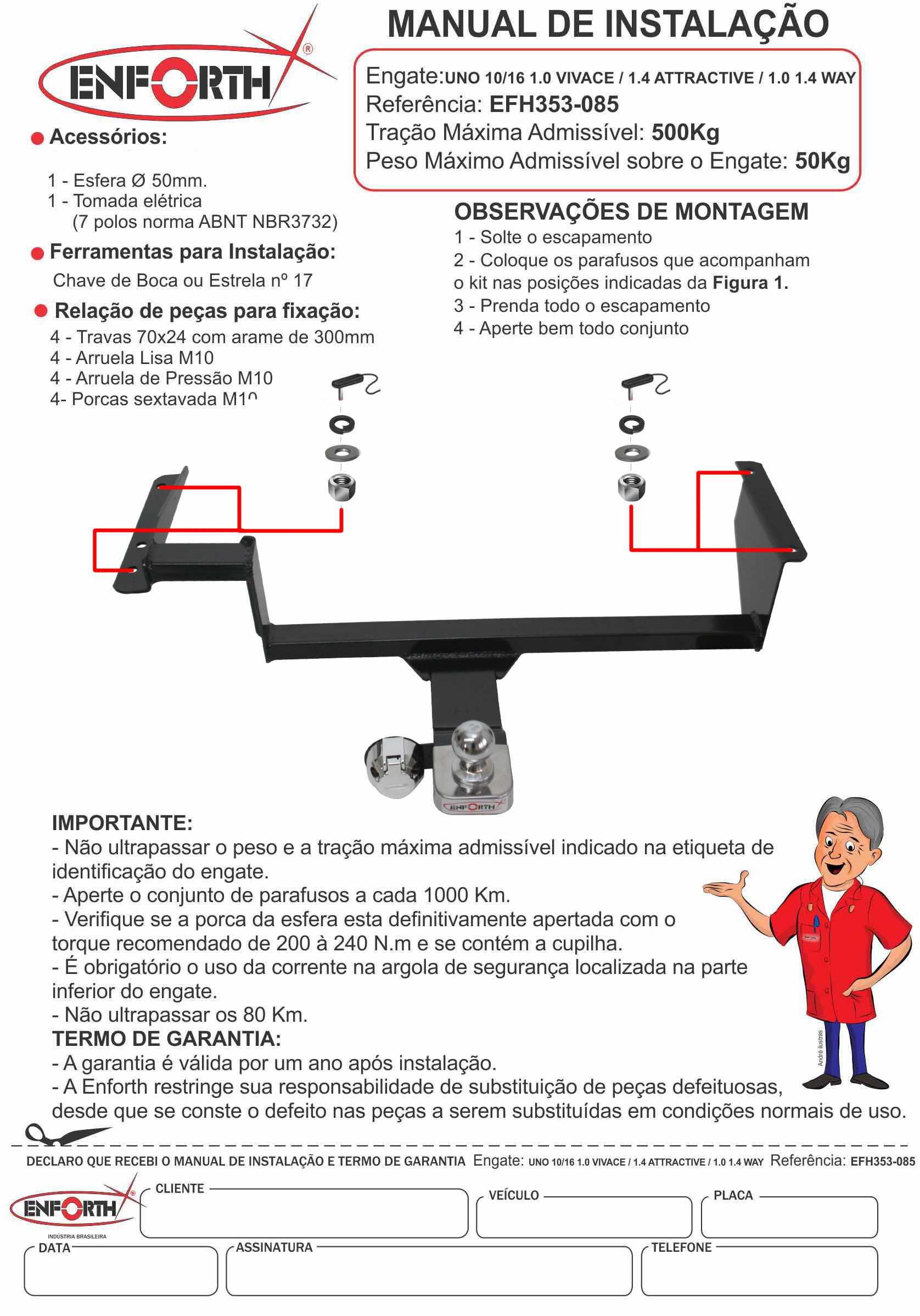 EFH353-085 Para veí­culos 2017, apenas engates fabricados após 20/02/2017 são compatí­veis!